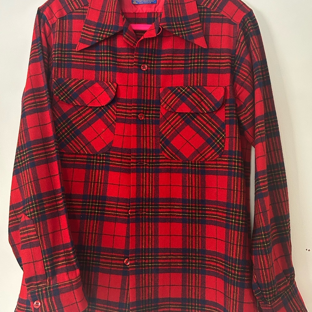 Pendleton Red and Black Plaid Wool Shirt